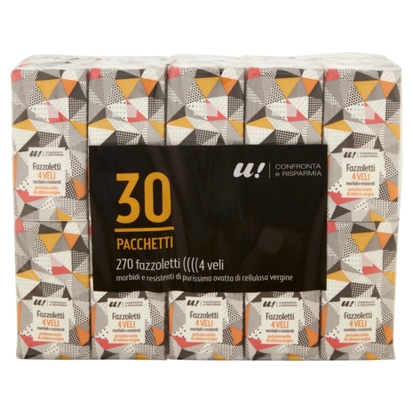 30 Pacchetti di Fazzoletti 4 Veli U! Confronta e Risparmia